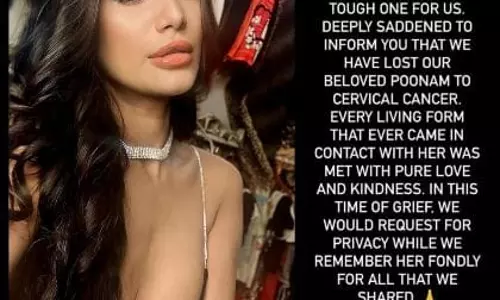 अभिनेत्री पूनम पांडे का ग्रीवांस्य कैंसर से निधन, फिल्म इंडस्ट्री शोक में डूबी