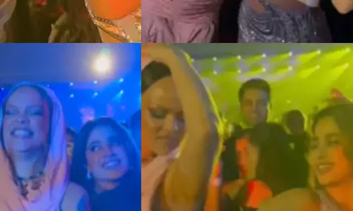 जाह्नवी कपूर और रिहाना ने झिंगाट पर लगाए ठुमके, अनंत अंबानी-राधिका मर्चेंट की संगीत में जमकर नाचीं